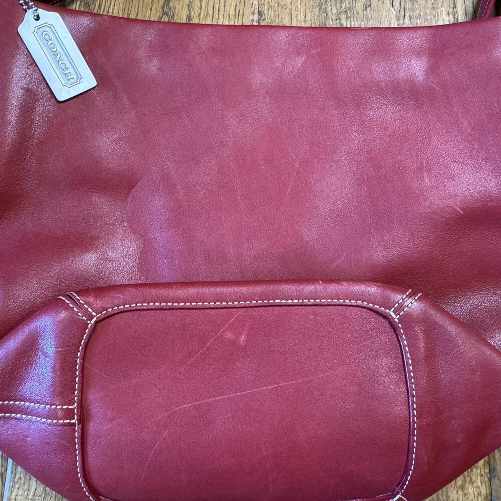 Vintage Authentic Coach 9058 Legacy Hobo Leather Shoulder Bag Red Purse - Picture 5 of 6